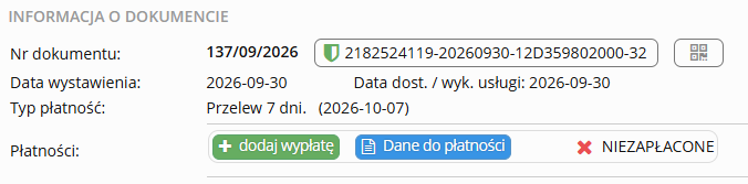 Dostęp do narzędzia: Informacje o płatności