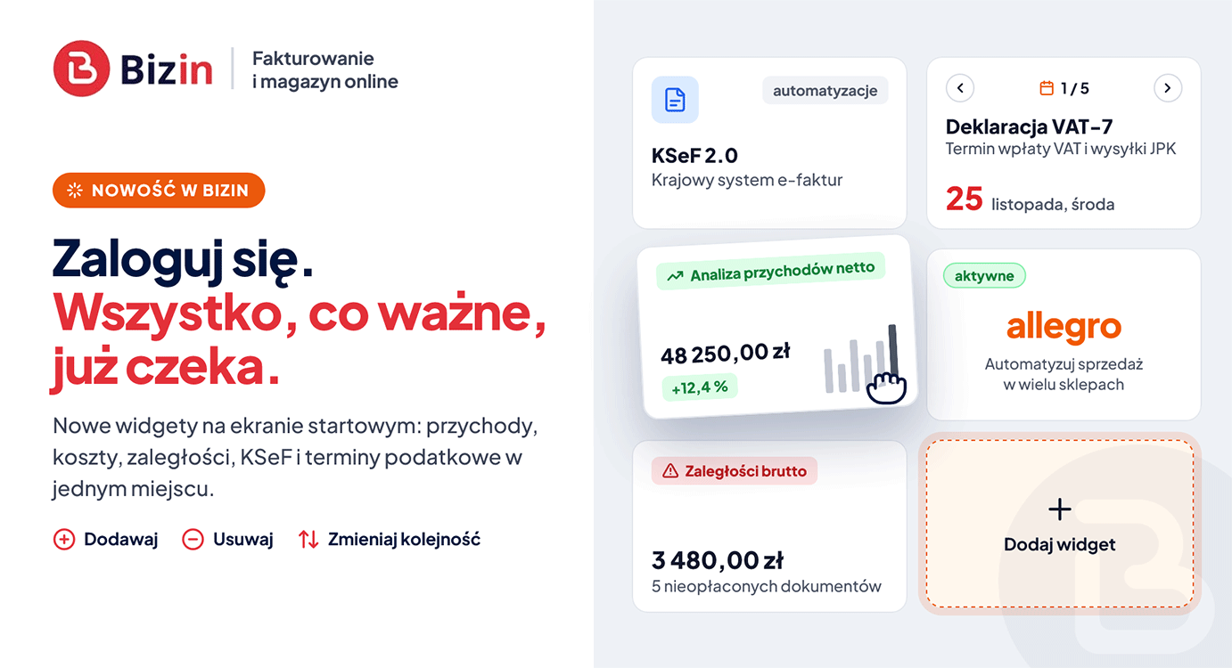 Widgety na ekranie startowym Bizin limit_size 